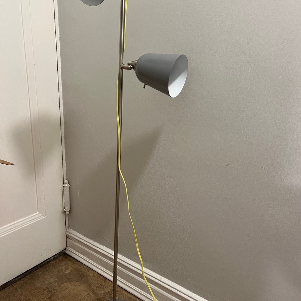 Gray Floor Lamp with Dual Shades